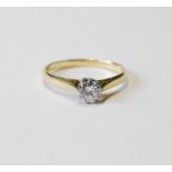 Diamond solitaire ring with brilliant, approximately .5ct, in gold, '18ct', size M½.
