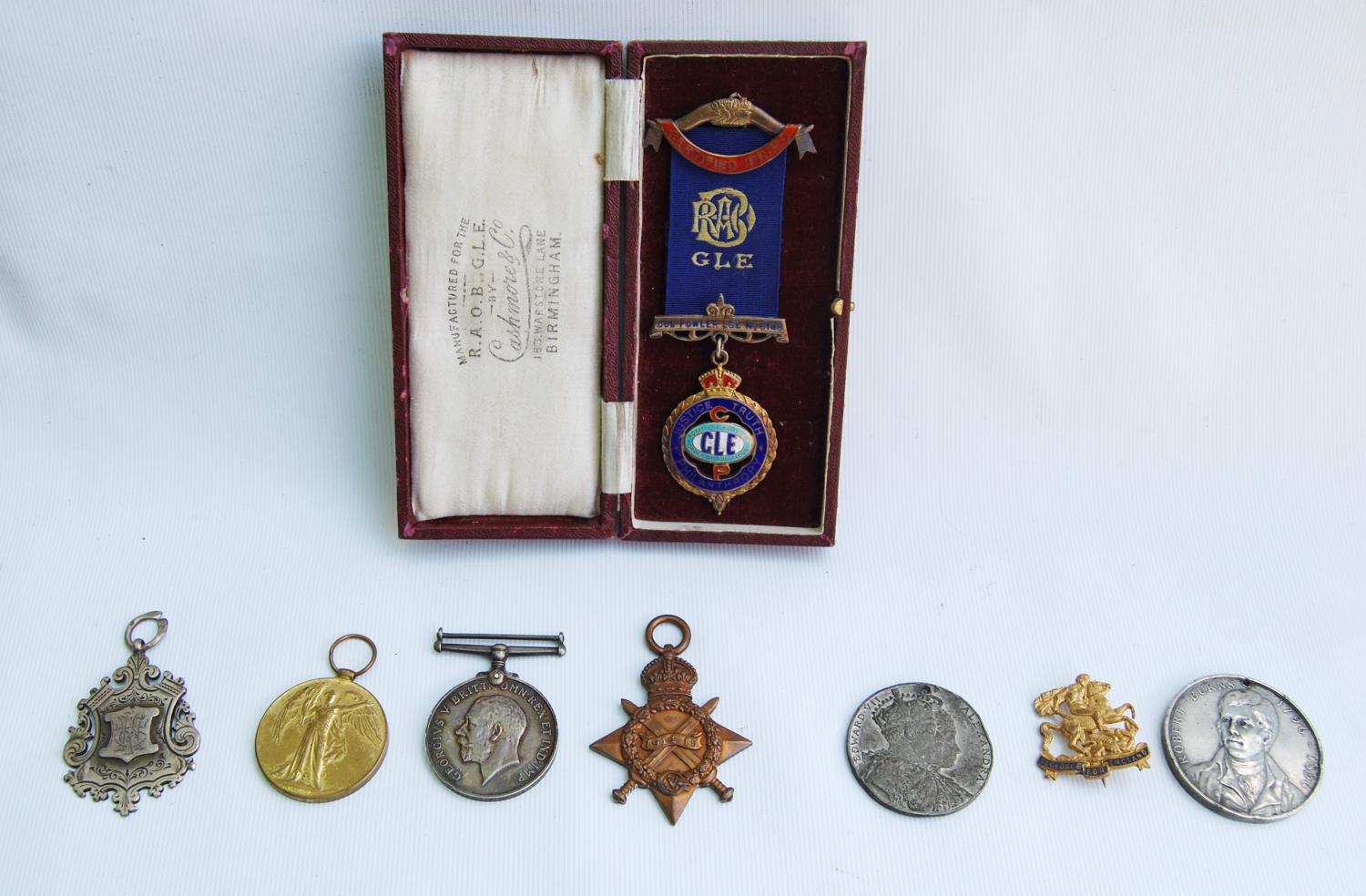 World War I medal group for TF Harries British Red Cross and St John of Jerusalem, 1914-15 Star,