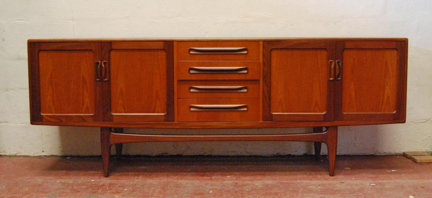 Kofod-Larsen for G Plan sideboard, the rectangular top over four short drawers flanked by cupboards,