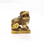 19th century Japanese carved ivory netsuke of a Dog of Fo, 3.5cm.