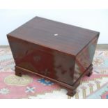 Mahogany cellarette by Irving & Sons, Annan of rectangular casket form enclosing liner, on ogee