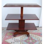 Victorian mahogany telescopic dumb waiter, the rectangular top with two additional shelves, on