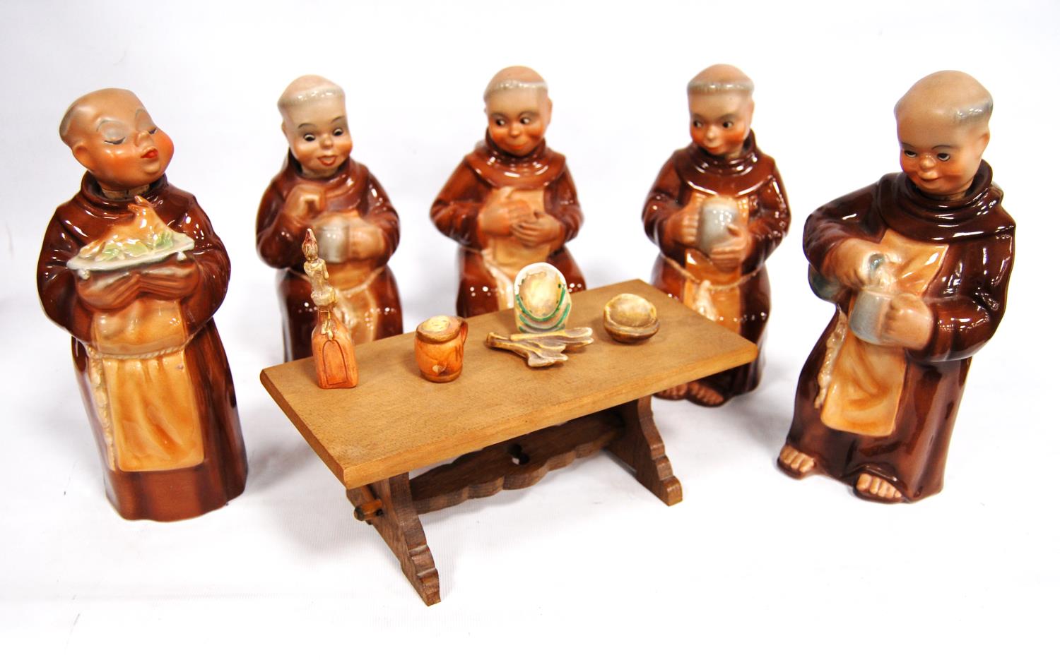 Set of five Cortendorf monk novelty decanters, 8342, 8343, 8344, 8345, 8346. - Image 4 of 6