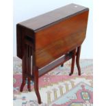 Mahogany Sutherland table, the rectangular drop flap top with canted corners, on square legs