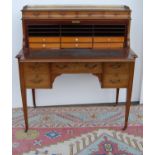 Edwardian mahogany cylinder desk made by John Taylor & Son, Edinburgh, May 1915, the pierced