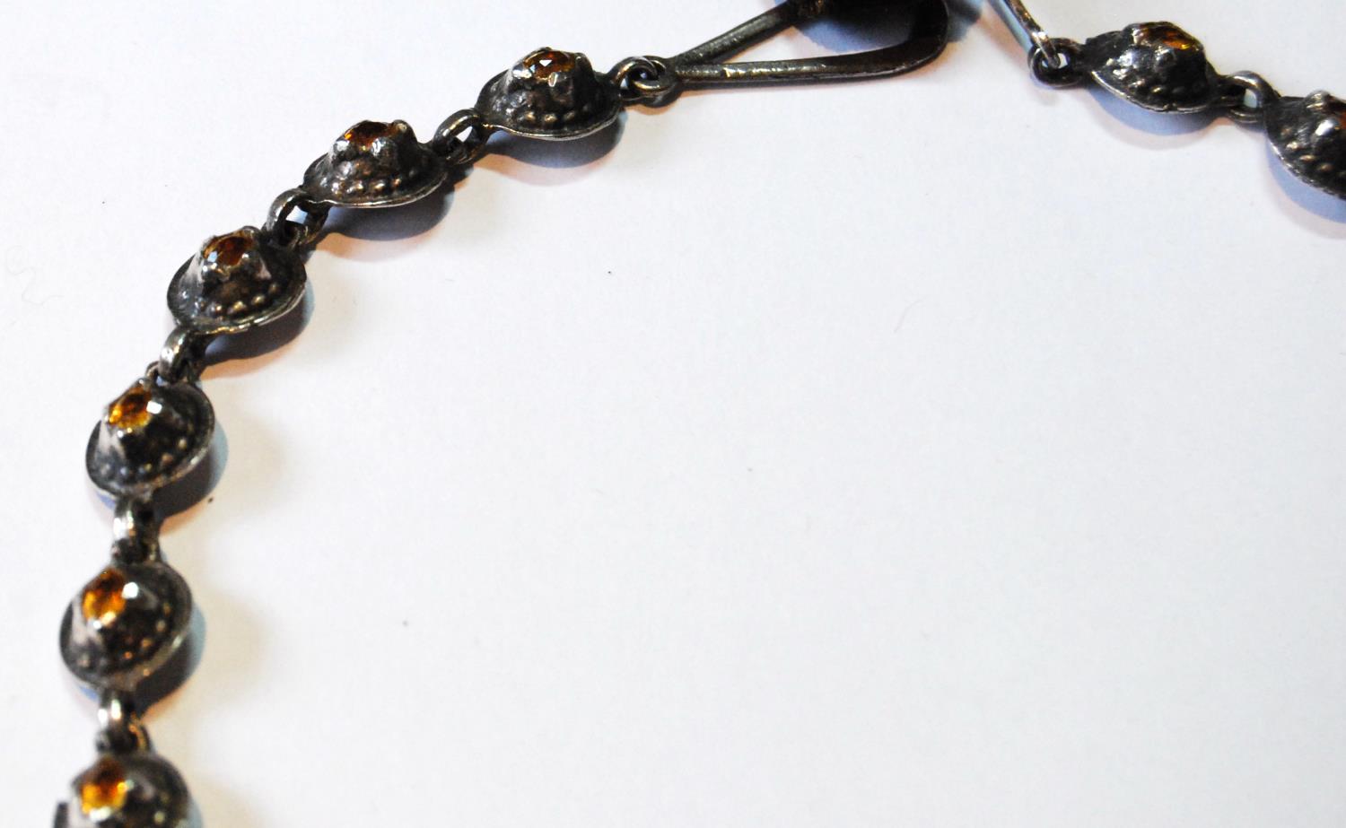 French 19th century silver necklace with foiled citrines and similar cruciform drop. - Image 5 of 9