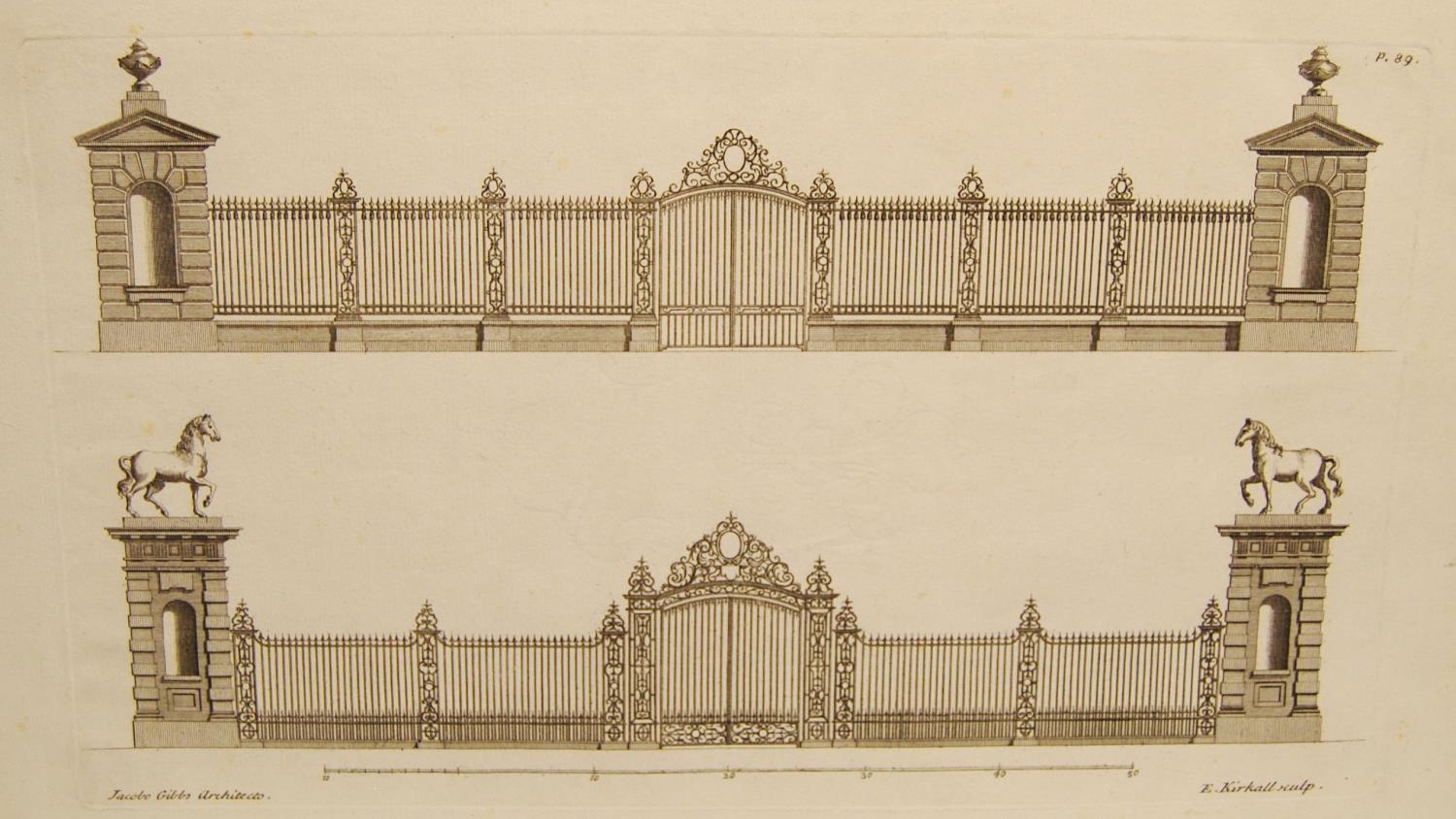 Assorted etchings, aquatints and prints including James Gibbs, architectural designs etc. - Image 8 of 9