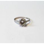 Diamond solitaire ring with brilliant, approximately 2.5ct, in platinum, size M½.