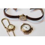 Lady's Cymaflex gold bracelet watch and two others.  (3)