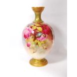 Royal Worcester vase decorated with pink roses, painted by J Southall, signed, 1846, 27cm high.