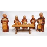 Set of five Cortendorf monk novelty decanters, 8342, 8343, 8344, 8345, 8346.