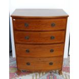 Edwardian mahogany bowfront chest, the boxwood strung top over four graduated long drawers, on