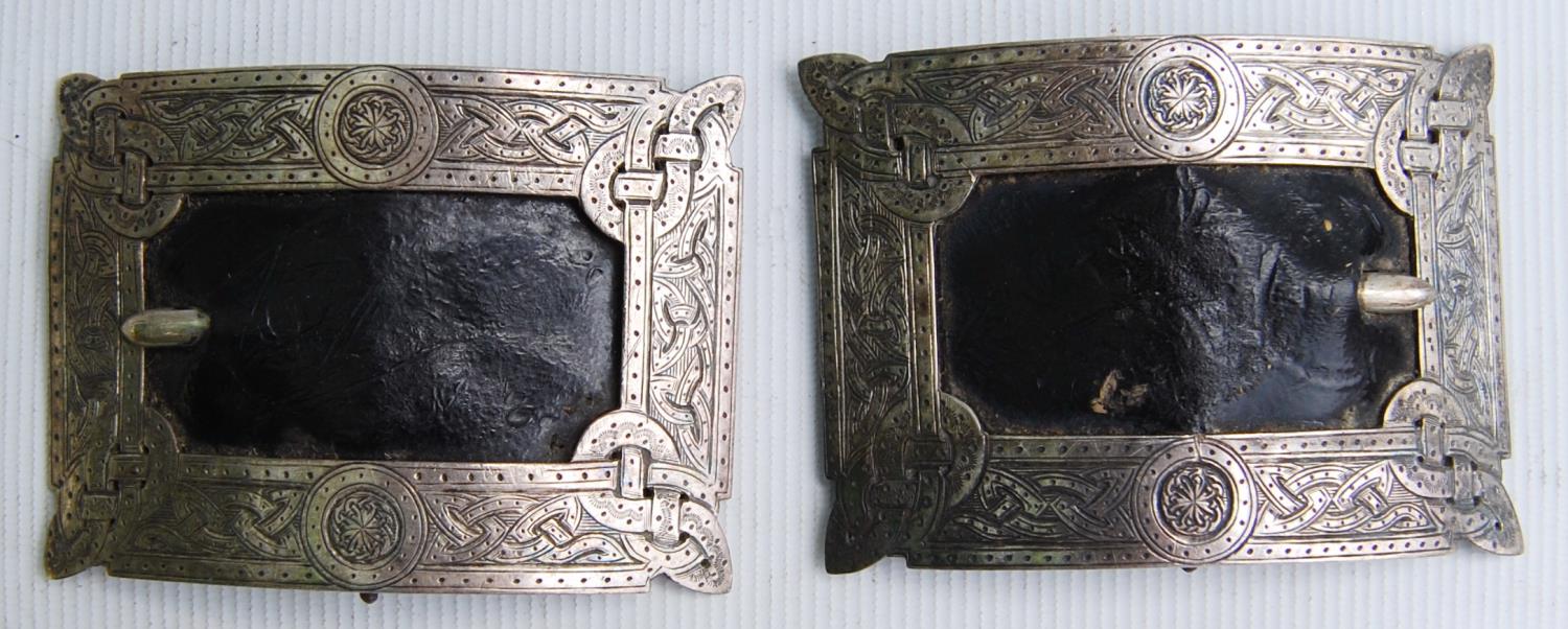 Pair of George III silver shoe buckles by Robert and Henry Bruce Kirkwood, Edinburgh 1794, each of