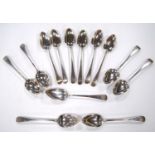 Eleven George III silver tablespoons and another two, to include six by George Burrows, 1799; Two by