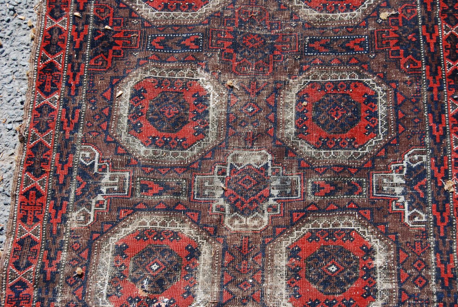 Afghan rug with two rows of four guls, spandrels over brown ground, 146cm x 82cm. - Image 3 of 6