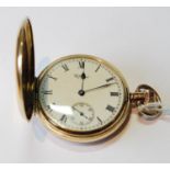 Waltham 9ct gold lever watch in plain hunter case, 1926, 95g gross.