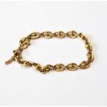 Gold bracelet of beaded cable pattern, probably 9ct, 8g.