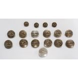 Thirteen hunt coat buttons and four cuff buttons by RN Norton, no. 4, Picketts Street, Temple Bar,