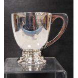 George VI silver christening cup, engraved 'David', by A Wilcox, Birmingham 1946, 8.5cm high, 3oz.
