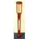 Walnut-cased stick barometer by Adie & Son, Edinburgh, the stepped pediment over rectangular