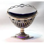 Dutch late 18th century silver basket of navette shape with typical pierced pales, ovoids and