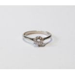 Diamond solitaire ring with brilliant, '.72', in white gold, 18ct, size O.