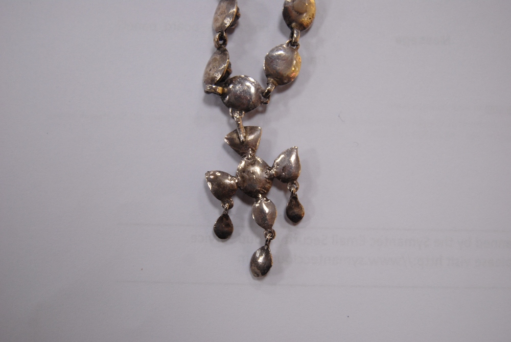 French 19th century silver necklace with foiled citrines and similar cruciform drop. - Image 8 of 9