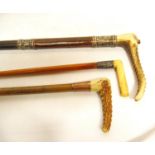 Victorian horn-handled riding crop with engraved gold collar (no hallmarks) 'MP from HCF 2nd June