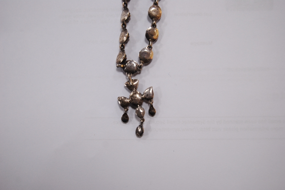 French 19th century silver necklace with foiled citrines and similar cruciform drop. - Image 6 of 9