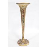 19th century floral and gilt posy vase of trumpet form on plinth base with all over gilt floral