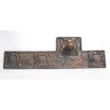 Aesthetic copper door plate with beaten floral panel, 18cm wide and 60cm high.