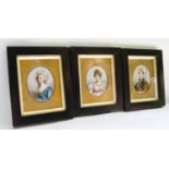 Three 19th century oval portrait plaques depicting Caroline Bonaparte Queen of Naples, Marie