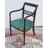 Regency-style mahogany open armchair made by John Taylor & Son, Edinburgh, May 1915,