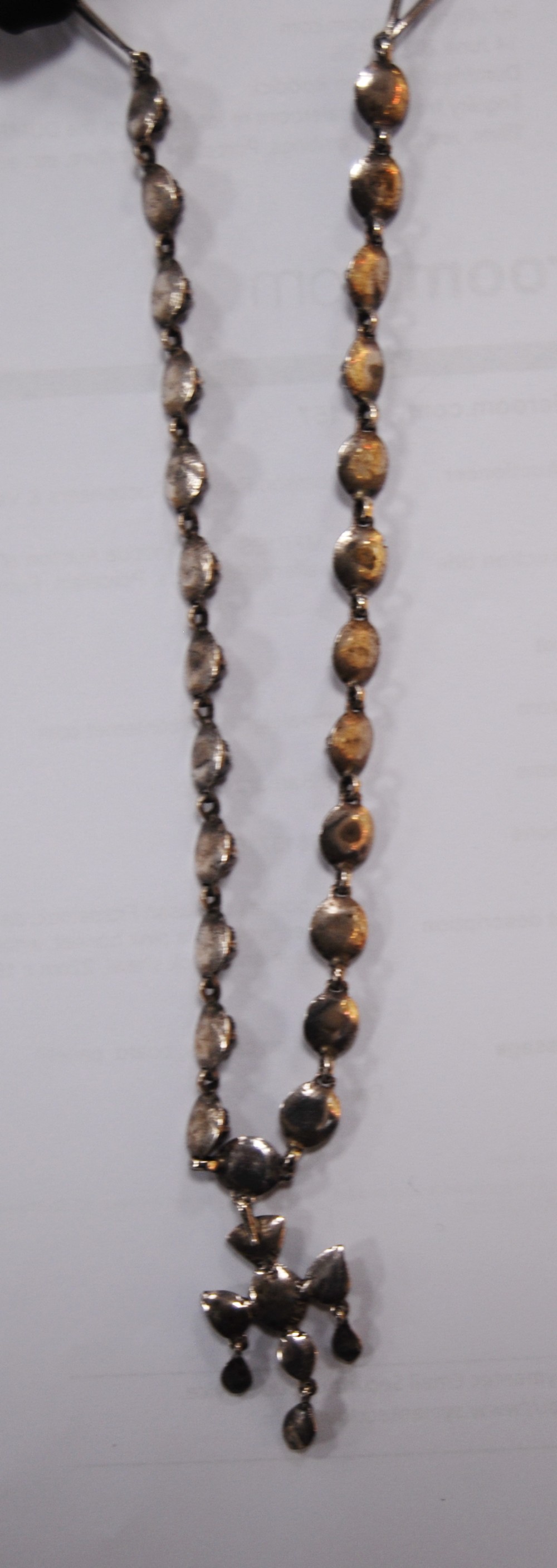 French 19th century silver necklace with foiled citrines and similar cruciform drop. - Image 7 of 9