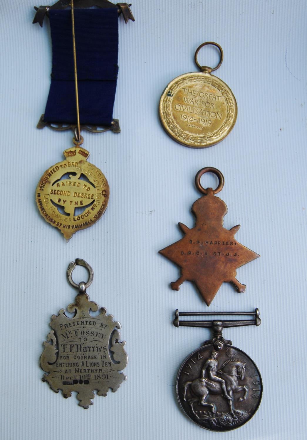 World War I medal group for TF Harries British Red Cross and St John of Jerusalem, 1914-15 Star, - Image 4 of 6