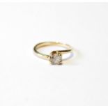 Diamond solitaire ring with old-cut brilliant, approximately .5ct, in gold twisted four-claw