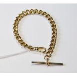 Gold curb watch guard part, '9ct', 22g.