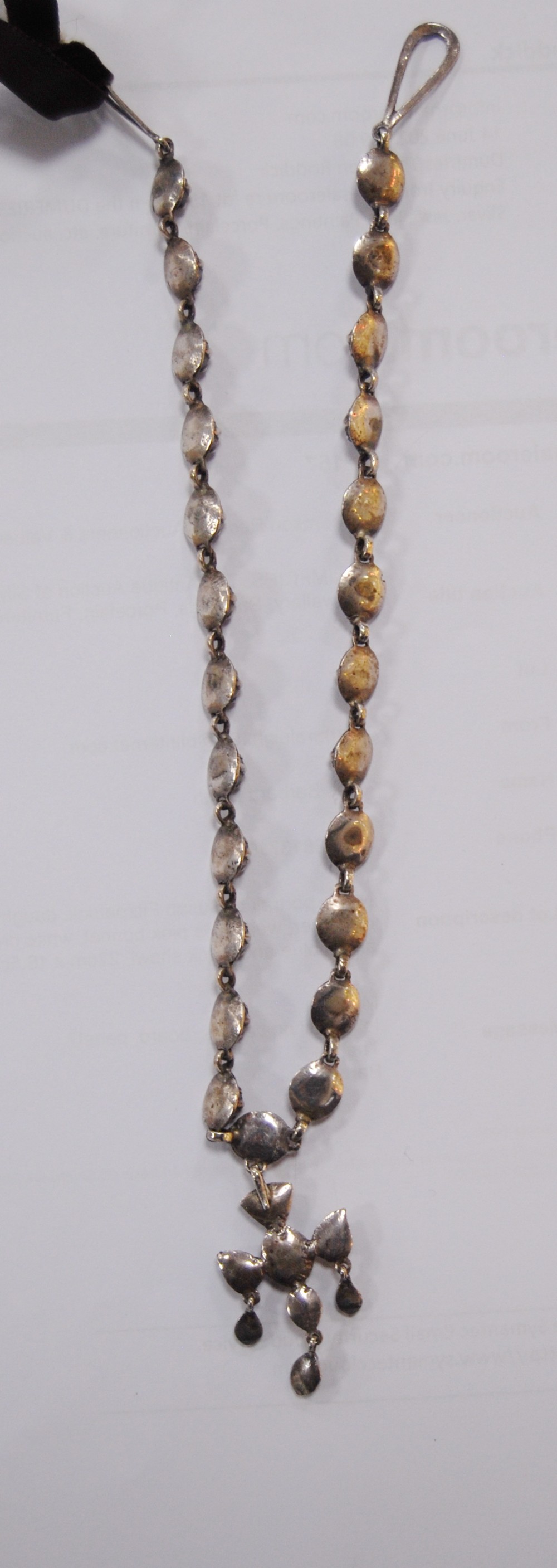 French 19th century silver necklace with foiled citrines and similar cruciform drop. - Image 9 of 9