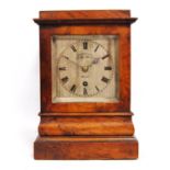 19th century library clock by Brugger & Co., High Holborn, London, with fusee movement, walnut