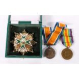 Medals of 2nd Lieutenant J W Campbell including WWI war medal and Victory medal [2 LIEUT J W