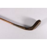 Thornton of Edinburgh long nose type hickory shafted putter, 89cm long