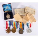 Medals of Corporal W R Simpson of the 3rd Scottish Highlanders including WWI war medal and victory