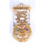 9ct gold Gorebridge Masonic Order of the Eastern Star jewel medal set with five faceted stones and