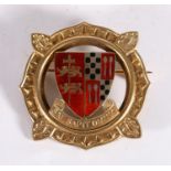 Silver gilt and enamel badge, the obverse with shield depicting the arms of Droitwich Spa and