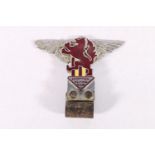 Scottish Flying Club chromed and enamelled car badge with makers mark for Walker and Hall of