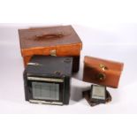 Newman and Sinclair box plate camera patent number 20018 10, in leather case with two additional