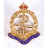 9ct gold and enamel Royal Army Medical Corps sweetheart brooch, stamped "9ct" to the reverse, 4g