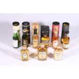 Nine single malt Scotch whisky miniatures including KNOCKANDO 1975 43%, GLENFARCLAS 10 year old 40%,