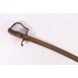 British 1796 pattern style cavalry officers sword with large D shaped langets and stirrup hilt, bla