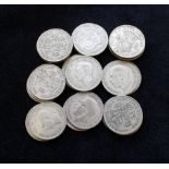 Great Britain .500 silver. Collection of post 1920 half crowns 361g gross
